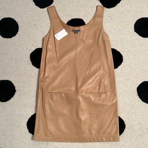 NWT Vince Tan Leather Sleeveless Dress